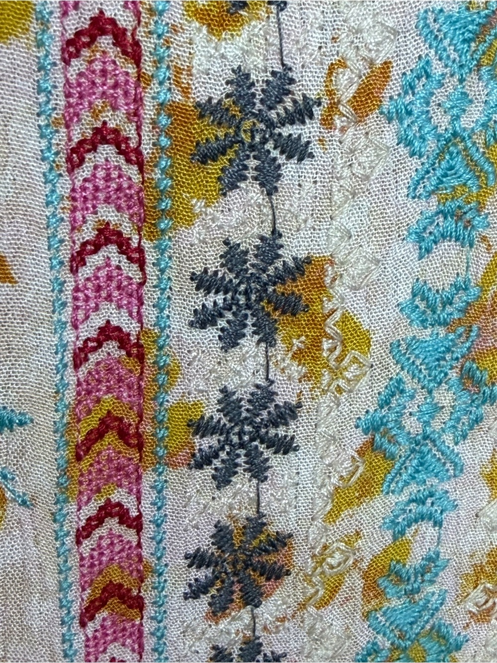 Savanna Jane Cream Tunic Top with Pink, Yellow & Blue Floral Embroidery - Picture 6 of 8